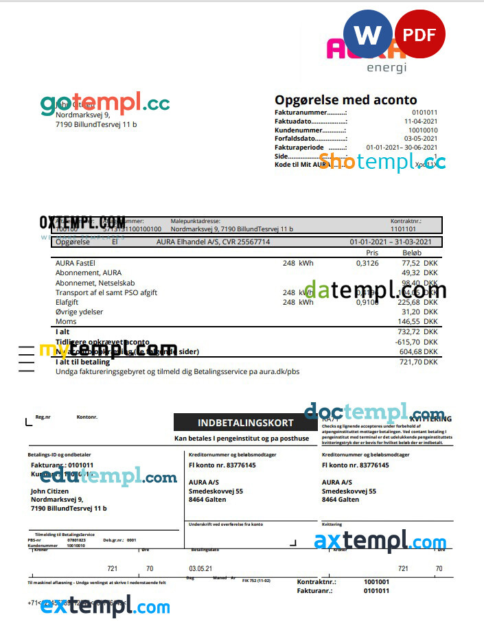 Utility Bill Template - PDF Templates