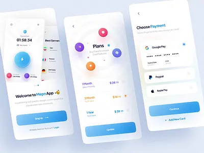 Mepn UI Kit - Light Mode 🔥 2023 trend app clean design light mode mobile modern onboarding payment security trend ui ui kit ui motion user interface vpn