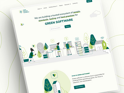 Green Software Foundation Website Desing green green software illustration ui website