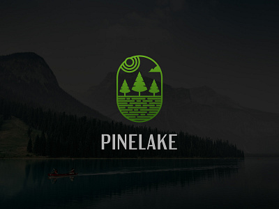 Pinelake Outdoor Nature Landscape Logo creative design ecology emblem environment flat forest graphic design illustration lake landscape landscape logo logo logos nature outdoor pine tree pinelake scenery trees