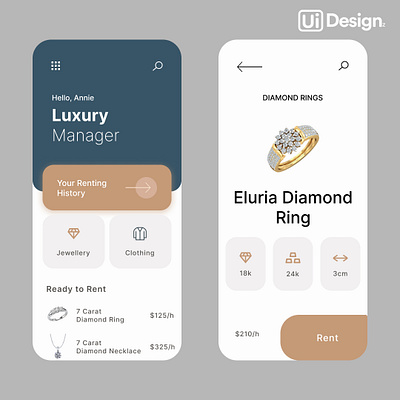 Rent-a-Jewelry -UIDesignz app branding dashboard design graphic design illustration logo mobile app design ui ux