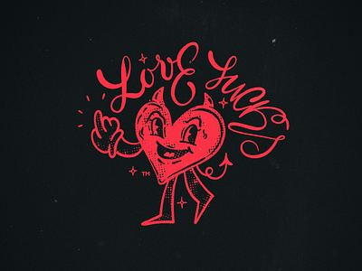 Rubber Hose Style Character Logo american cartoon design evil graphic design heart illustration lettering logo love rubber hose typography valentine vintage