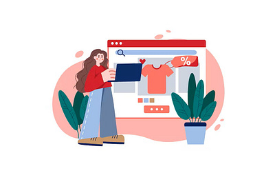 Online marketplace 2d clicktobuy concepts explainer flat illustration man motion graphics onlinesales shoponline woman