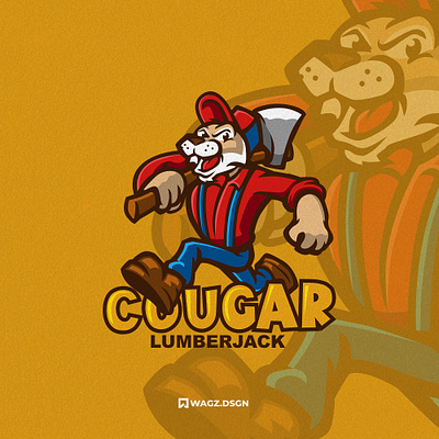 COUGAR LUMBERJACK cougar design graphic design illustration logo lumberjack mascot mascot logo vector wood woodworker