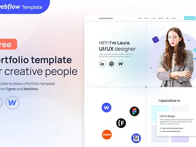 Free Figma and Webflow Template for designers and developers agency designer developer figma landing page personal portfolio template ui ux web webflow website