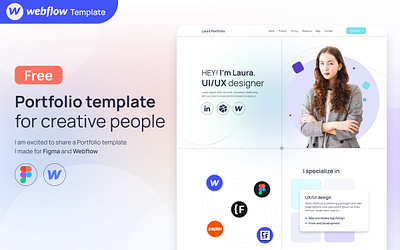 Free Figma and Webflow Template for designers and developers agency designer developer figma landing page personal portfolio template ui ux web webflow website