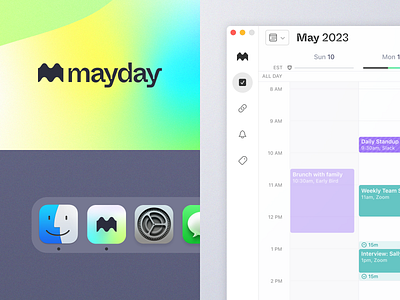 Mayday Brand ai branding calendar design gradient identity ios logo logomark macos mayday nav bar schedule timeline ui