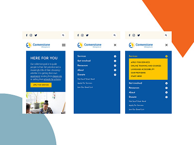 Cornerstone Montgomery Website Mobile Menu branding design graphic design ui ux web design