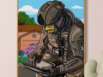 Art for Ukrainian soldier art branding design graphic design illustration minimal portrait procreate simsons