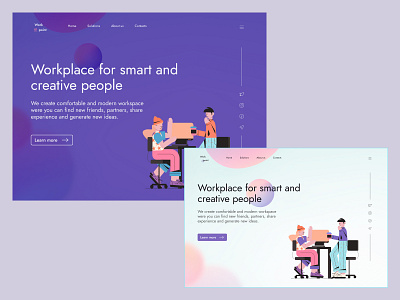 Coworking space first page design ui ux vector web design