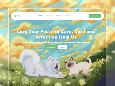 Kimu - Pet Shop Website Landing Page Illustration