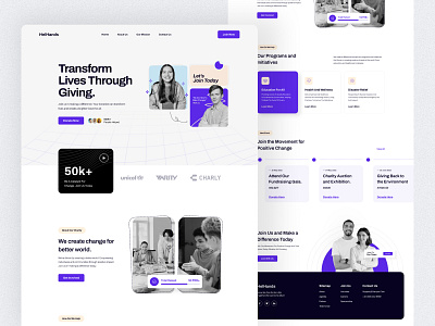 HelHands - Landing Page Design charityweb donationweb fundraising minimal design nonprofitorganization nonprofitweb uiux user interface web ui website design