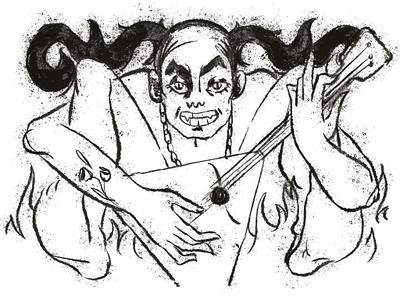 Bloody balalaika drawing illustration procreate punk sketch