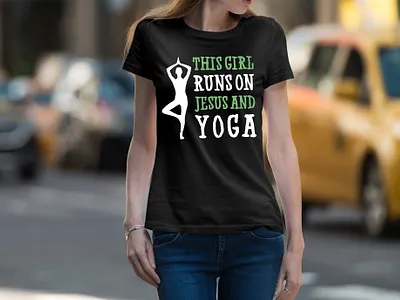 This Girl Runs On Jesus And Yoga T-shirt Design amazon t shirts amazon t shirts design design illustration tshirt tshirt art tshirt design tshirtlovers typography t shirt yoga tshirt yoga tshirt design
