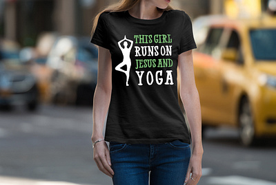 This Girl Runs On Jesus And Yoga T-shirt Design amazon t shirts amazon t shirts design design illustration tshirt tshirt art tshirt design tshirtlovers typography t shirt yoga tshirt yoga tshirt design