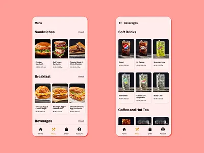 Food/Drink Menu - Mobile app beverages dailyui delivery drink fast food menu mobile order restaurant ui uidesign