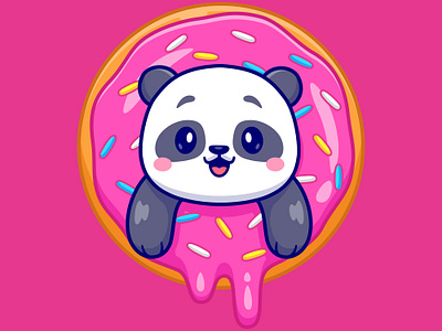 BOUGHNUT PANDA ILLUSTRATION 3d animation available branding cutepanda design doughnut doughnutpanda foryou games graphic design hireme illustration logo motion graphics openforwork panda ui vector