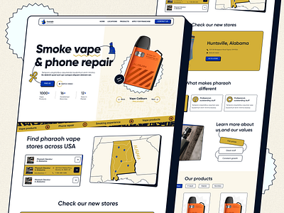 E-commerce Web Site Design: Pharaoh Vape Store | Case study e commerce high end laning page ui design ux design vape store web design