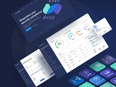 Secureframe - Web App 3d app chart clean dark dashboard flat graphic design isometric minimal product design secureframe statistics ui ux web app