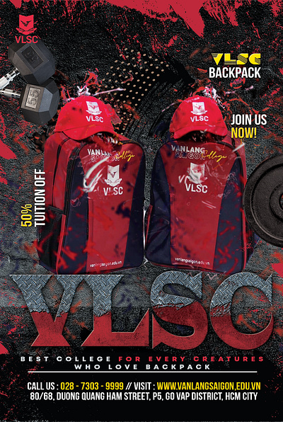 Backpack Introduction Poster made for Van Lang Sai Gon College branding design graphic design logo photoshop typography