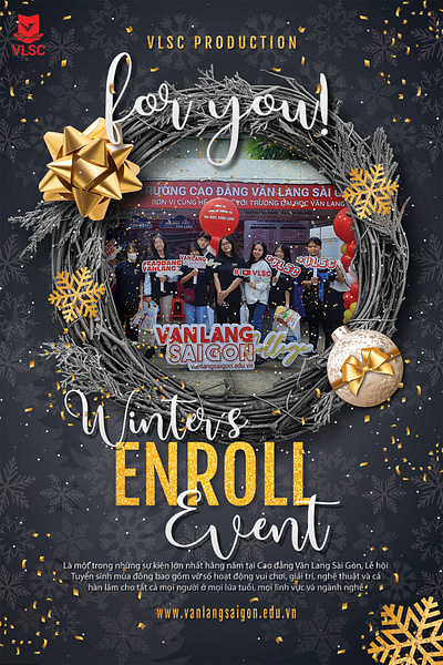 Winter Enroll Event Poster made for Van Lang Sai Gon College branding design graphic design logo photoshop typography