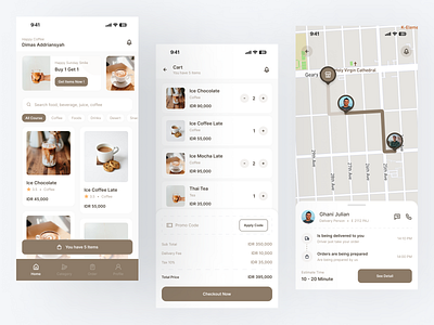 Coffeenich - Food & Beverage Delivery Mobile App beverage cart cart app coffee coffee app delivery delivery app delivery food delivery food app food food and beverage food app indonesia mobile order order app track tracking ui uiux