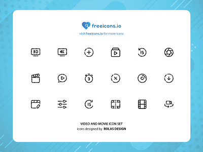 VIDEO AND MOVIE ICON SET branding design free icons icon illustration logo ui vector vector logo web