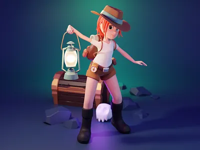 Explorer Isabella 3d animation character graphic design illustration ui