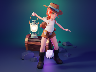 Explorer Isabella 3d animation character graphic design illustration ui