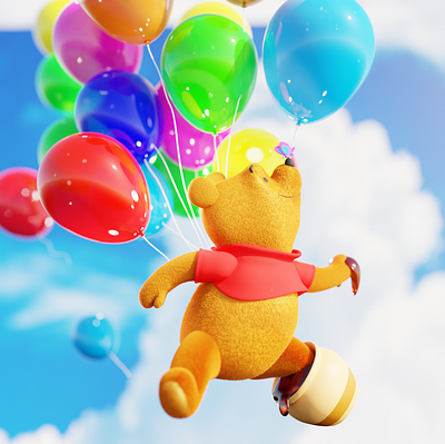 pooh 3d 3dcharacter 3dmodel animation blender branding characters design illustration logo