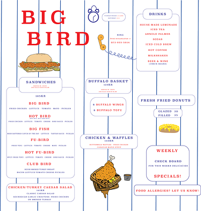 Menu design for Big Bird Cafe cafe menu design design gothenburg graphic design illustration illustrator menu design photoshop sweden