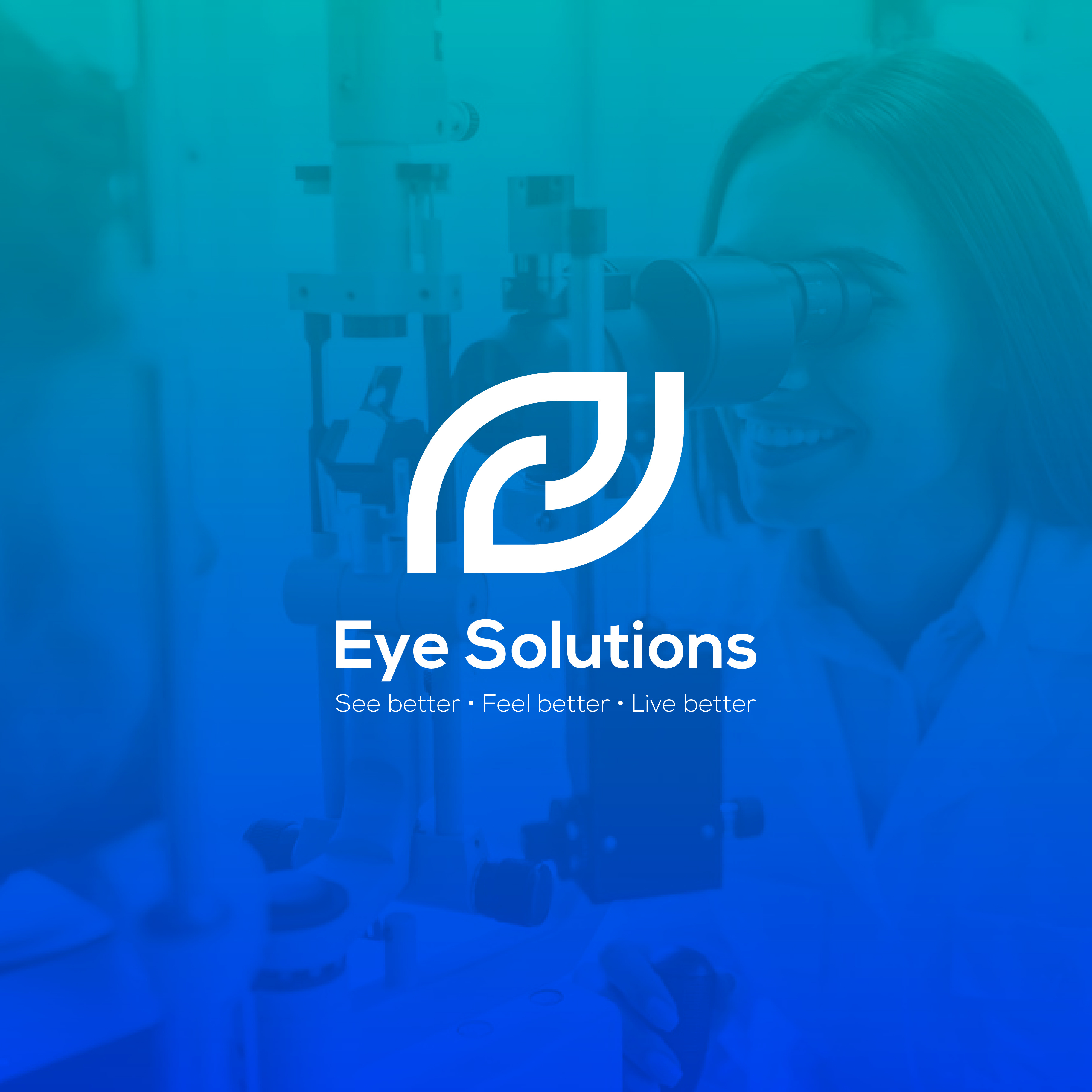Eye Solutions ® app blue brand brand identity branding business design doctor doctors eye gradient graphic design health icon illustration logo logo design solutions ui vector