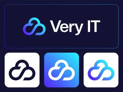 Very IT - Logo Design app branding cloud cloud services clouds course cyber cybersecurity design graphic design infinty it logo loop monogram service training udemy ui vector