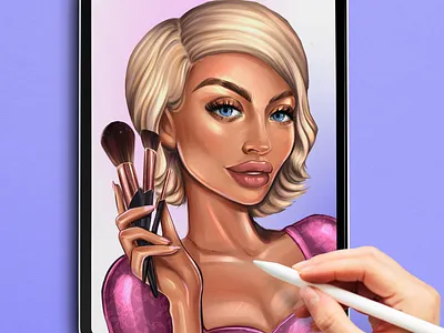 Art for makeup artist art branding design flat illustration minimal portrait