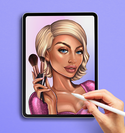 Art for makeup artist art branding design flat illustration minimal portrait