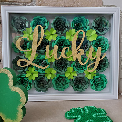 Lucky St Patrick Paper Flower Wall Art clover cricut design floral flower gold green holiday paper paper flower quilling shamrock st patrick vector wall art