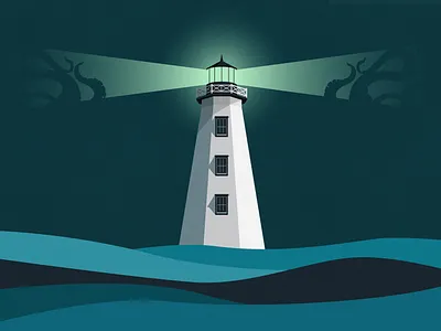 Lighthouse art graphic design illustration lighthouse octopus vector