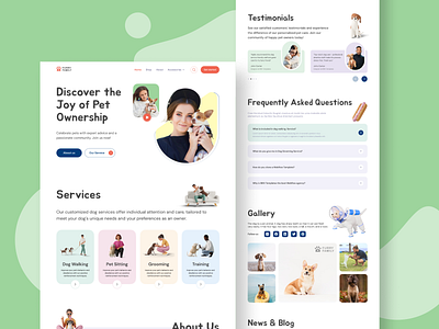 Dog & Pet website design. clean interface clean ui cute design dog dog website friendly human friend landing page pets playful design ui ui design user interface ux