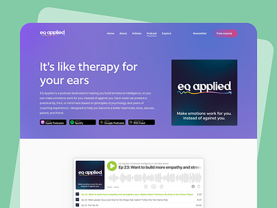 EQ Applied - Podcasts design emotional intelligence eq gradient listen listen now podcasts purple ui ux uxui web web design