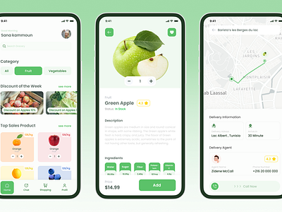 Grocery Mobile Application add adress basket clean delivery destination e commerce fruit grocery grocery app map mobile order shopping ui uiux vegetables