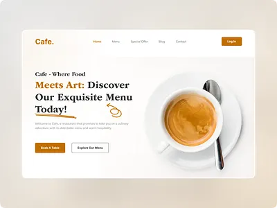 Cafe Restaurants Landing Page UI Design animation branding cafe cafe restaurant design e commarce app elegant design figma minimal mobile apps motion graphics restaurant design tea ui ui design ux design