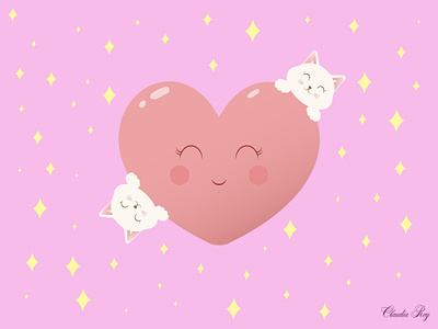 Cuteness ^^ adobe illustrator cartoon cat character cute design graphic design heart illustration kawaii vector