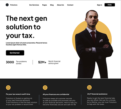 Web UI design for a tax consultancy application app branding design fintech ui web design