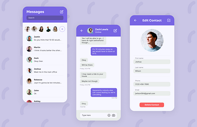 Messaging App - Light Mode app branding cheddar cheddar design color contact design figma graphic design message minimal mobile phone purple ui ux vector