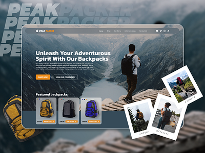 Landing page design for a brand that sells backpacks. branding design graphic design typography ui ux we web design