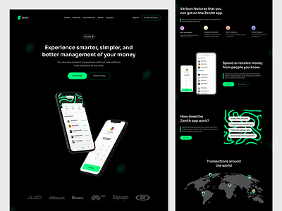 Zenith Landing Page - UI/UX app branding design fintech graphic design minimalism product ui ux