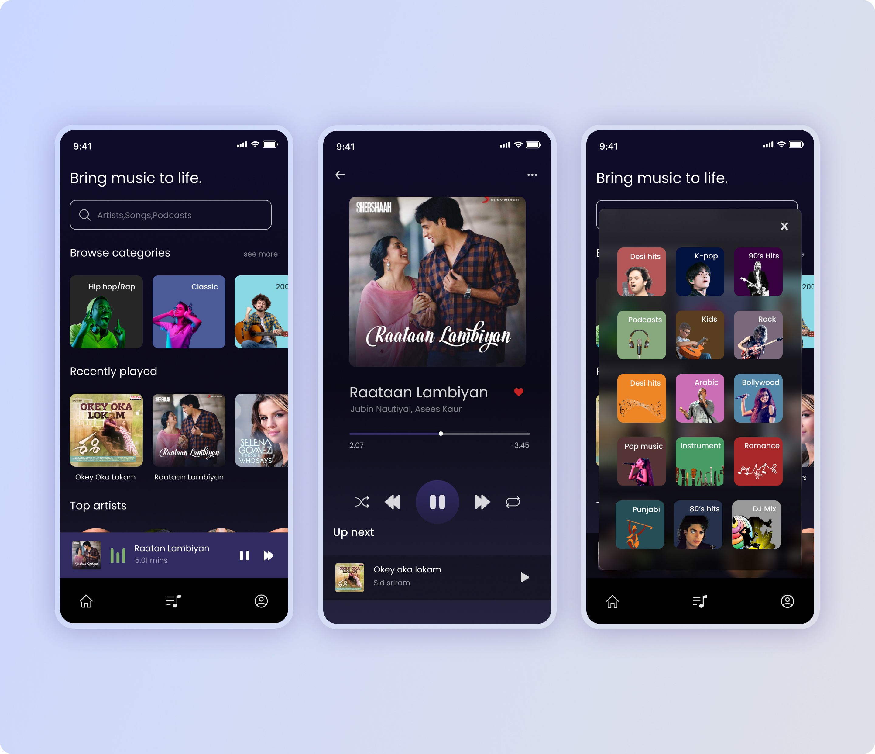 Music Player Mobile App UI Design app mobile app mobile ui music song ui ux