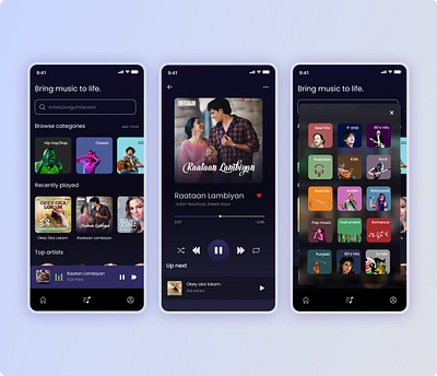 Music Player Mobile App UI Design app mobile app mobile ui music song ui ux