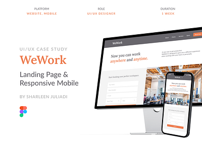 WeWork Landing Page & Mobile Responsive | CoWorking Space app design graphic design minimalist professional ui ui design ui ux case study ui ux design ux ux design