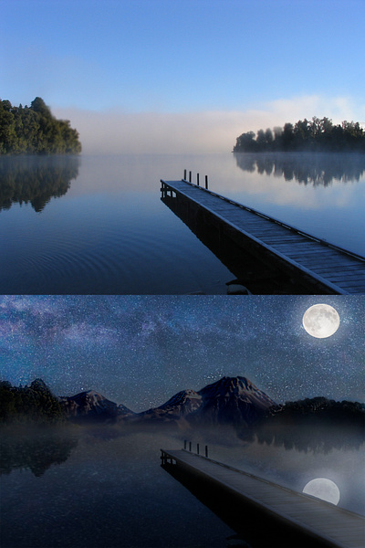 The lake dream app before and after blue branding design edit editing graphic design illustration logo photoshop ui